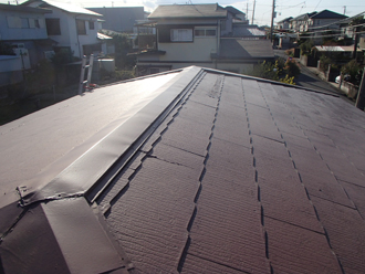 大多喜町横山にて塗膜劣化したスレート屋根をファインパーフェクトベストで塗装しました、施工前写真
