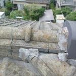 木更津市　鬼瓦の漆喰の剥がれ