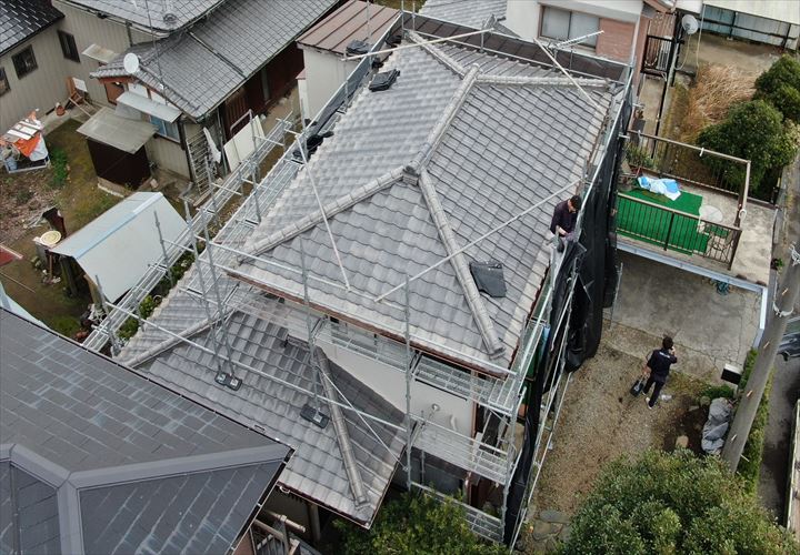 東金市　足場ドローン撮影