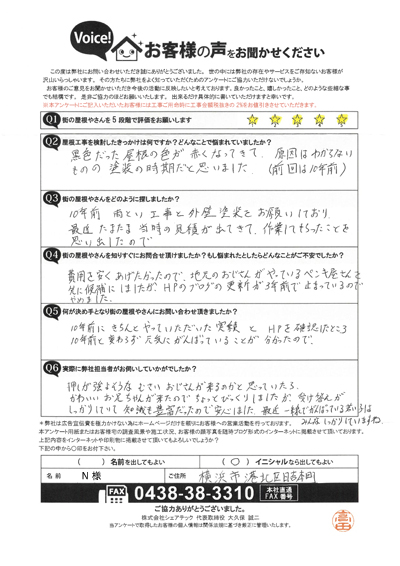 お客様の声スキャン画像