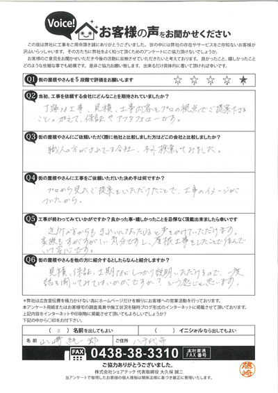 八千代市お客様の声後QA