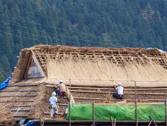 茅葺屋根の補修