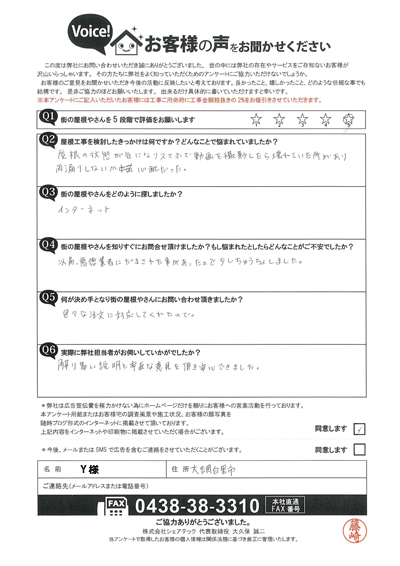 お客様の声スキャン画像