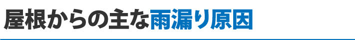 屋根からの主な雨漏り原因