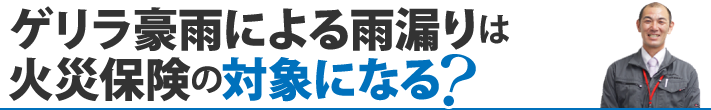 ゲリラ豪雨による雨漏りは火災保険の対象になる？