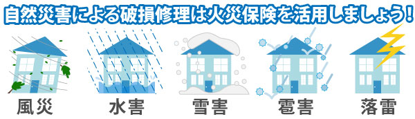 自然災害による破損修理は火災保険を活用しましょう！