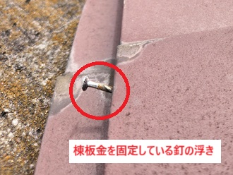 棟板金釘浮き