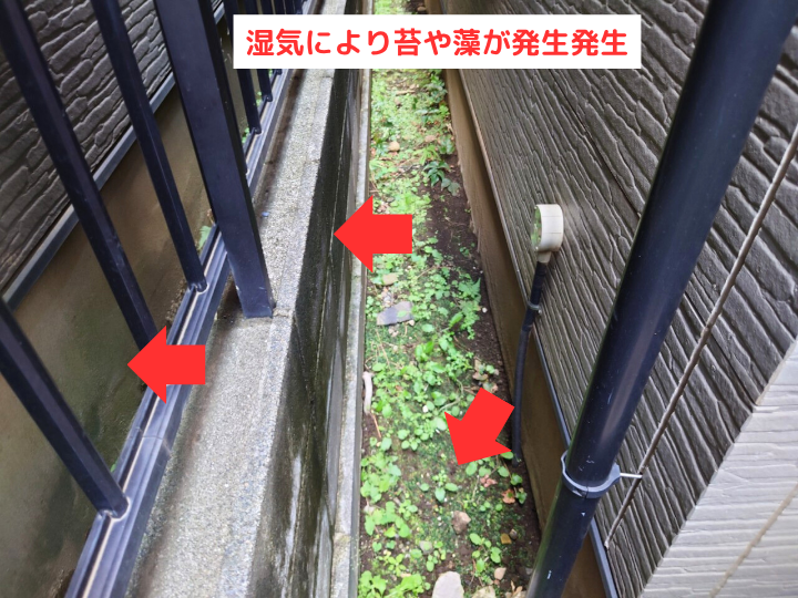 隣家までの距離が狭く湿気がこもる