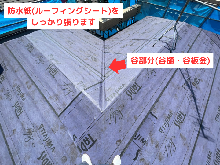 防水紙をしっかり張る