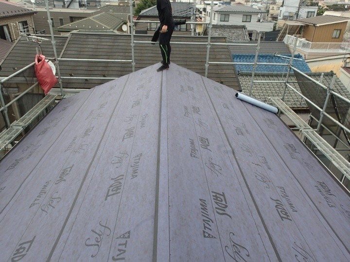 防水紙を敷設後の状態