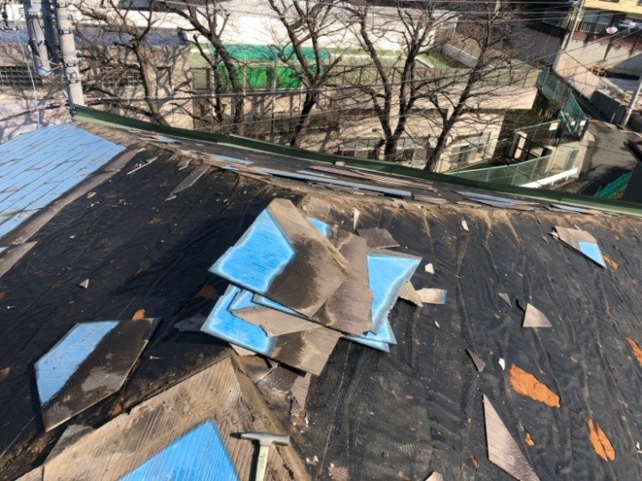 既存化粧スレートの撤去