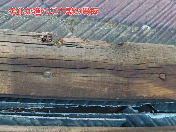 劣化が進んだ木製の貫板