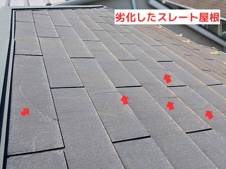 劣化したスレート屋根