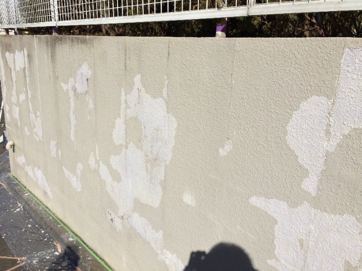 日を改めて脆弱な塗膜を再度削り落とす作業