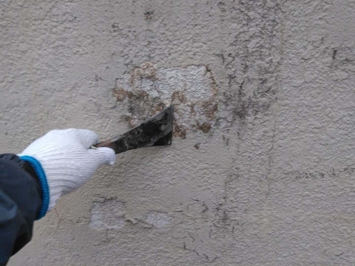 脆弱な塗膜を落す作業