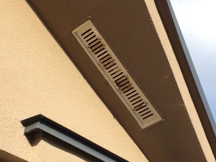 換気口の表面塗膜が剥がれ錆が発生