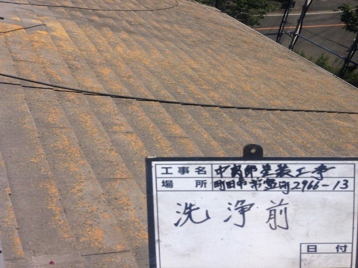 屋根洗浄前