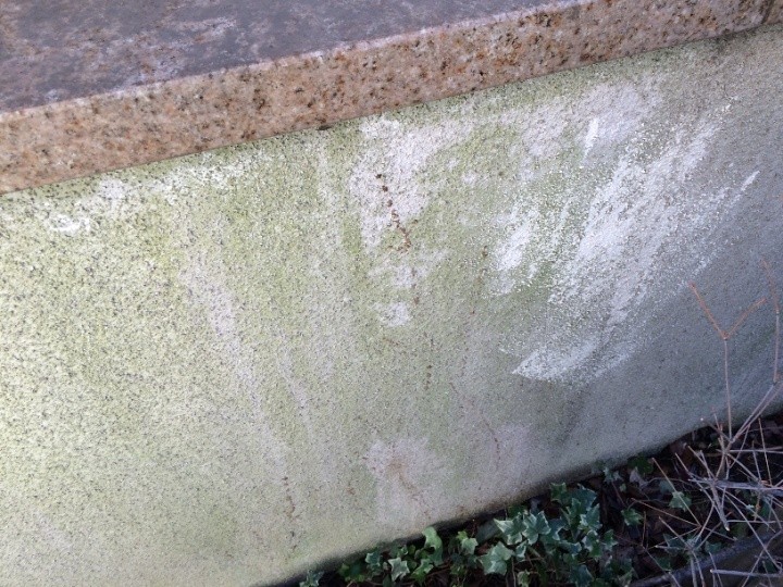 擁壁に汚れが目立つ状態