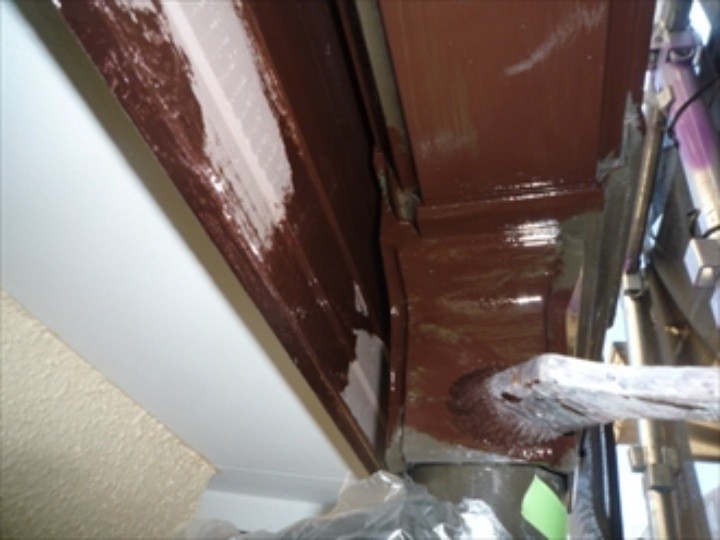 雨樋と鼻隠しを同色で塗装