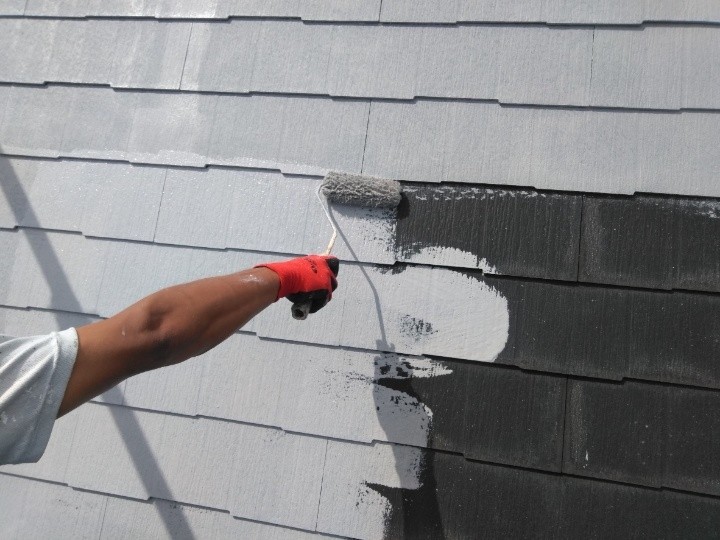 化粧スレート屋根に塗装工事