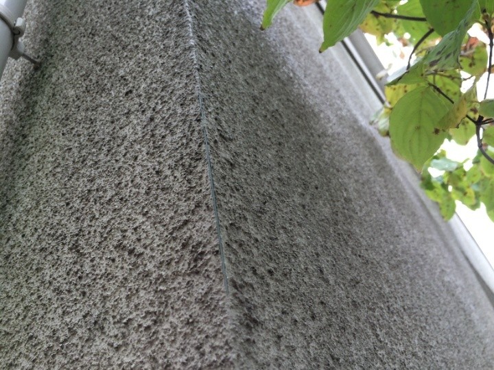 外壁に雨水の伝い流れた跡がはっきり残っている状態