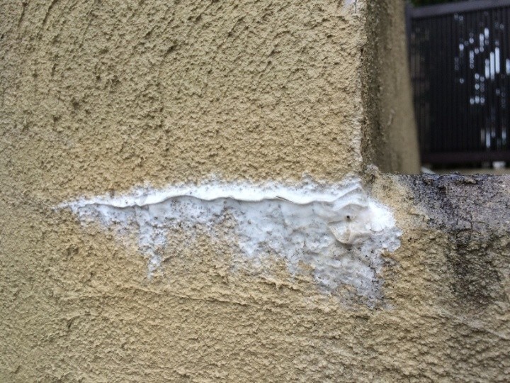 擁壁にはエフロレッセンス（白い析出物）が発生
