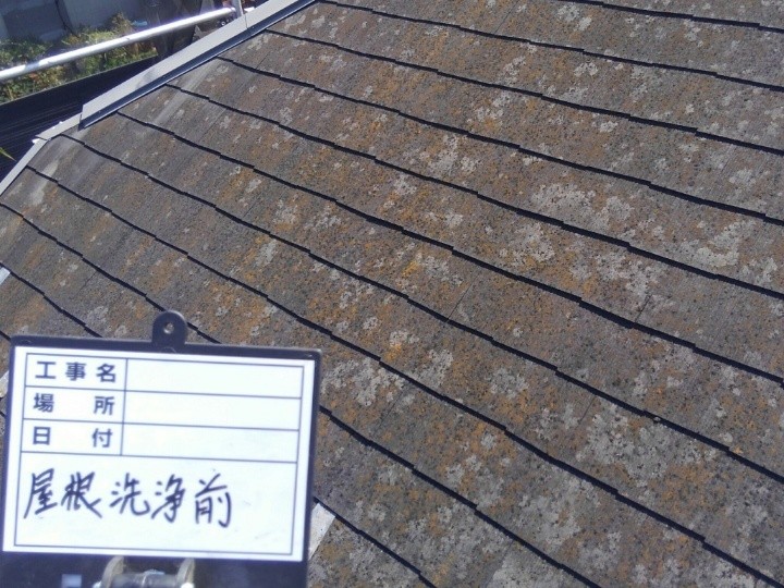 屋根の高圧洗浄前