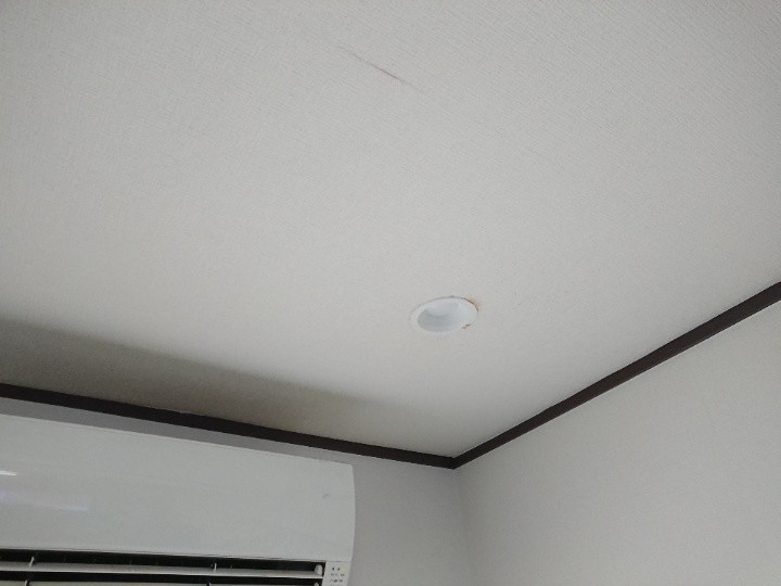 室内天井の雨染みを確認