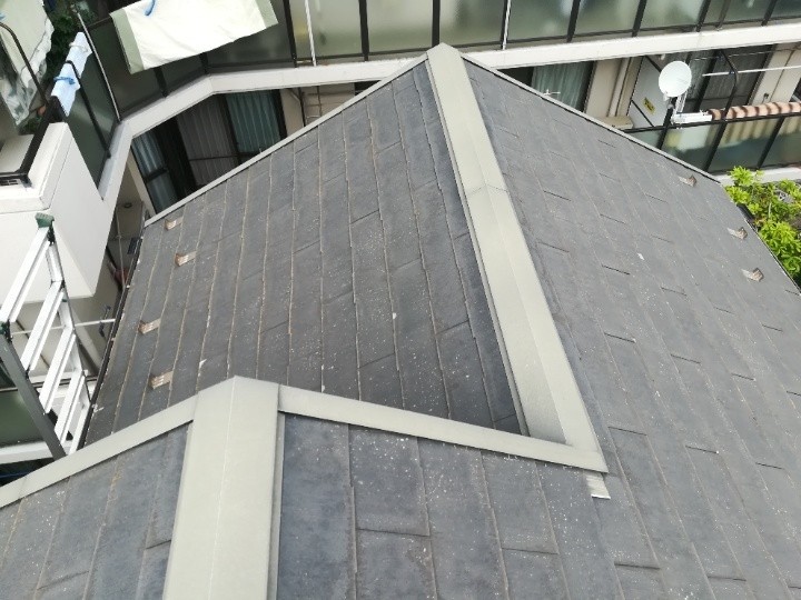 全体的な屋根形状と棟板金の確認