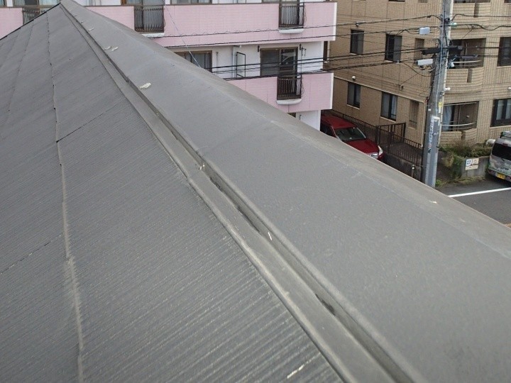 棟板金の浮きと塗装の剥がれ