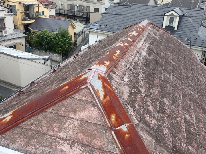 棟板金全体のサビと劣化