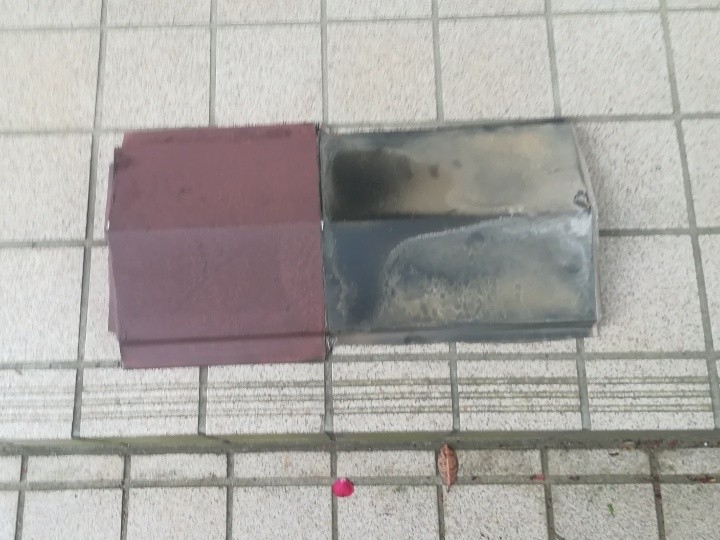 飛散した棟板金の確認