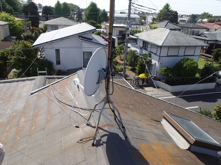 アンテナ周りと屋根全体の確認