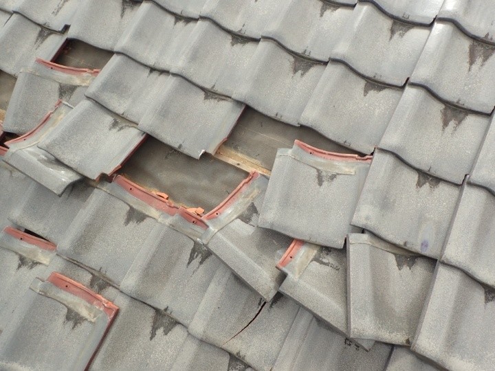 瓦の破損が集中していた部分