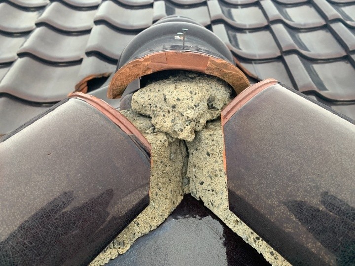 棟内部の葺き土の劣化