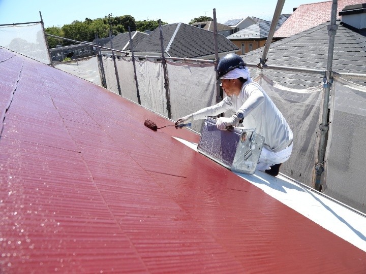 サーモアイSiによる中塗り（クールマルーン）