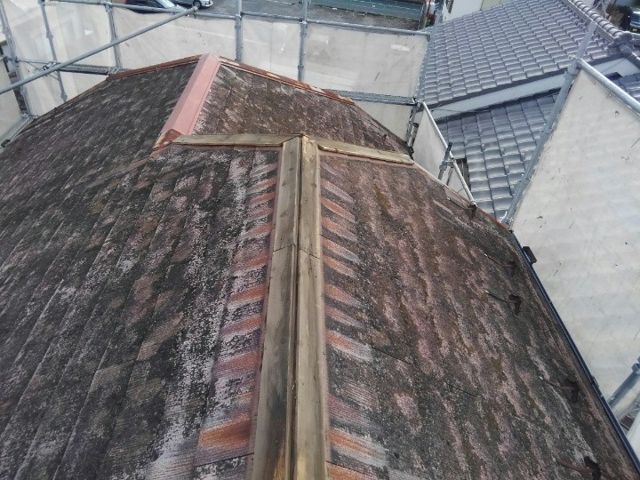 既存棟板金と貫板の撤去