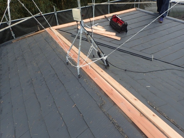 貫板の撤去と新規貫板の設置