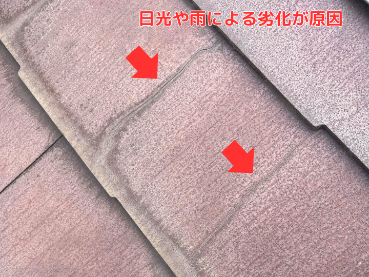 日光や雨による劣化が原因