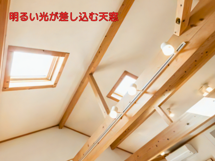 明るい光が差し込む天窓