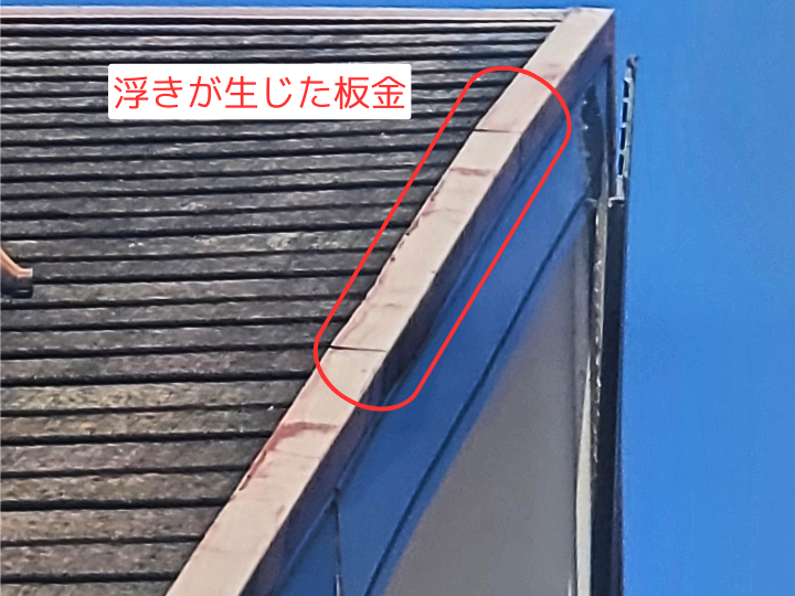 浮きが生じた板金