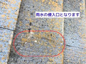 雨水の侵入口となります
