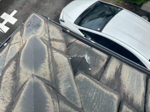 屋根が落下した箇所を発見