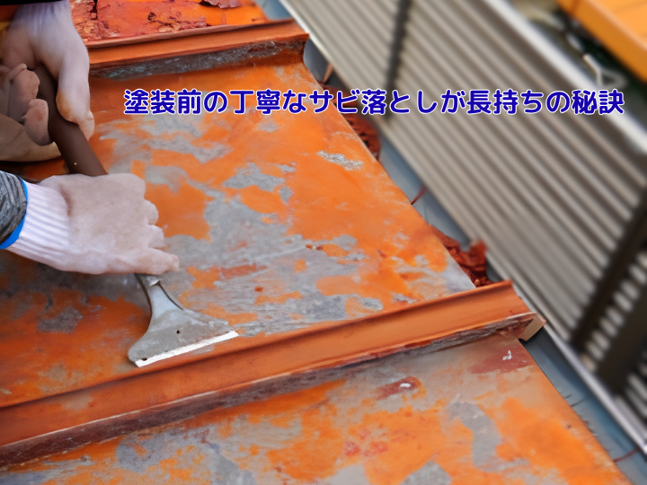 塗装前の丁寧なサビ落としが長持ちの秘訣