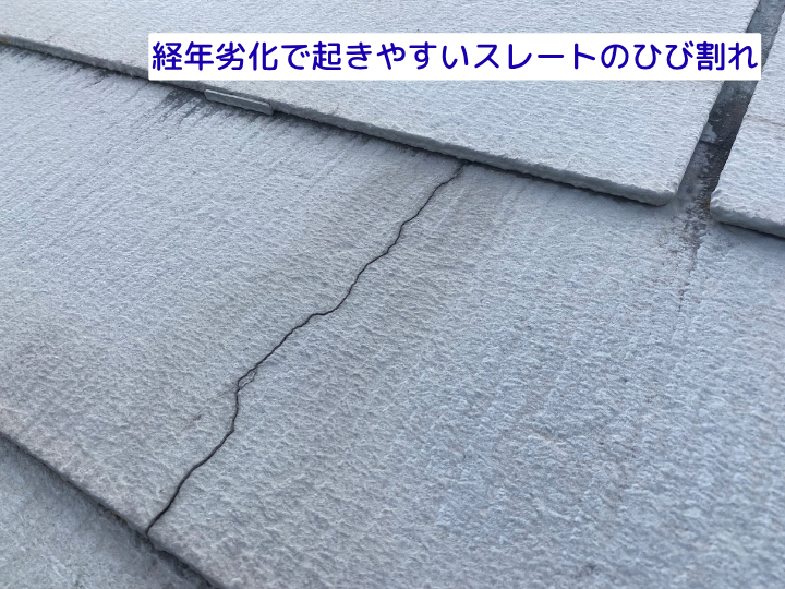 経年劣化で起きやすいスレートのひび割れ
