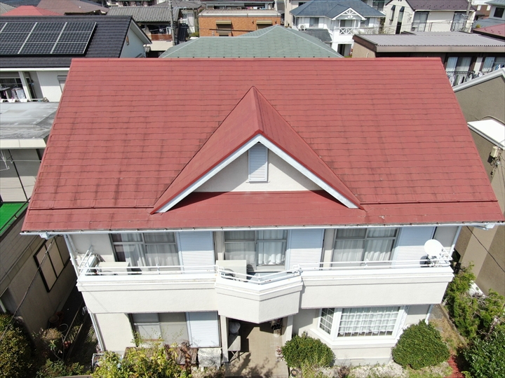 色あせた施工前の屋根全景