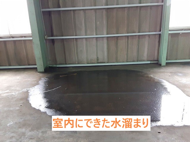 室内にできた水溜まり