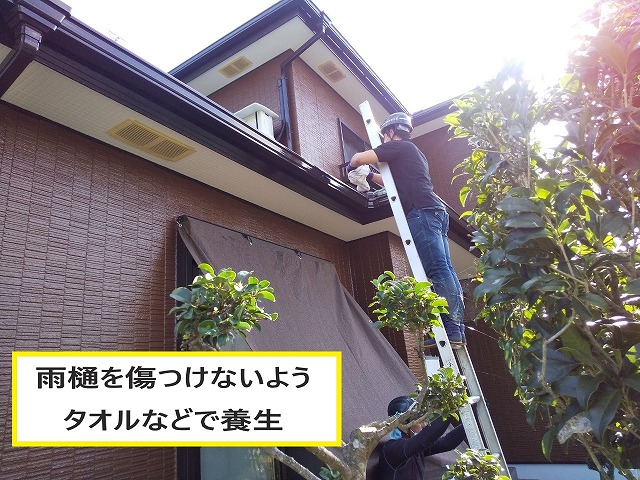 梯子を掛ける様子