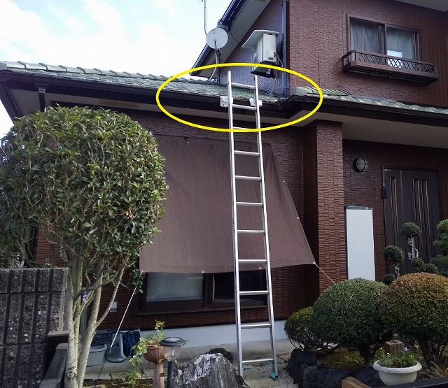 梯子を掛ける様子