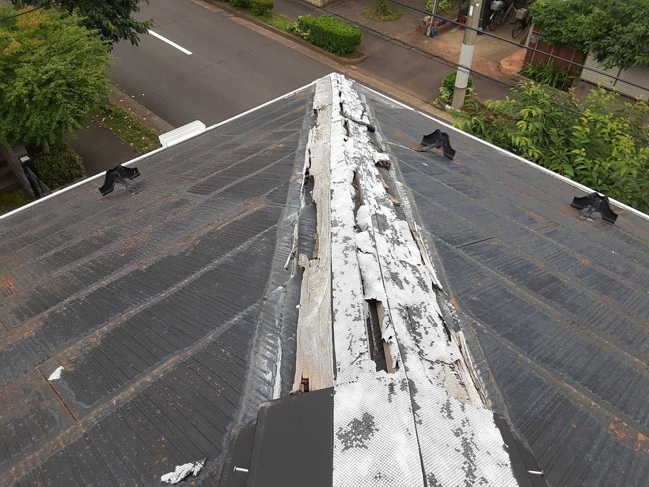 貫板の腐食の進行具合